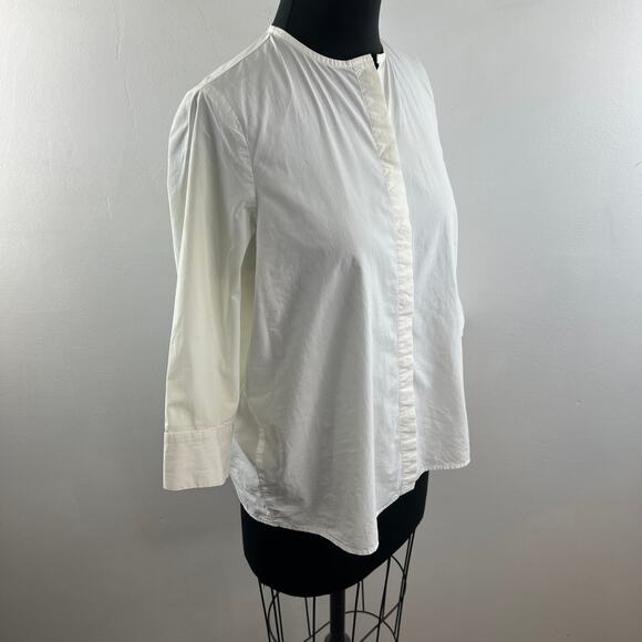 Samuji Sina White Button-Down Blouse Shirt Top Cotton 3/4 Sleeve Round Neck 34 - Picture 6 of 10